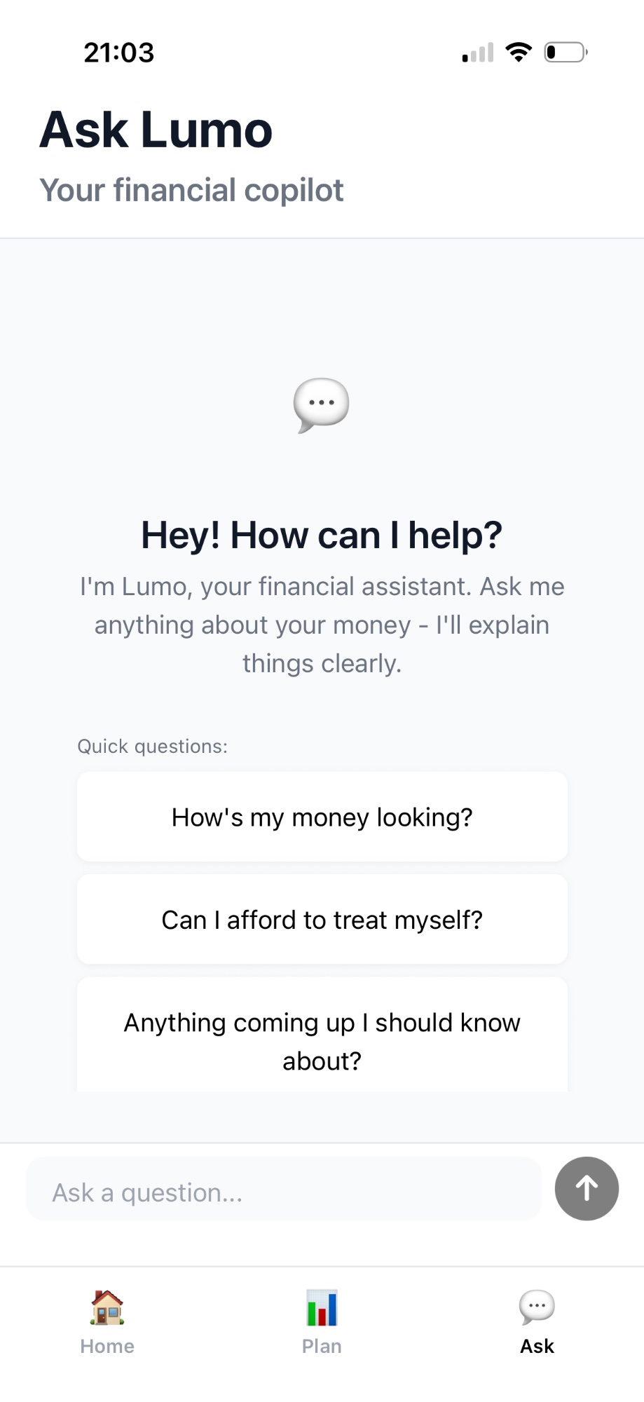 Lumo Ask Screen