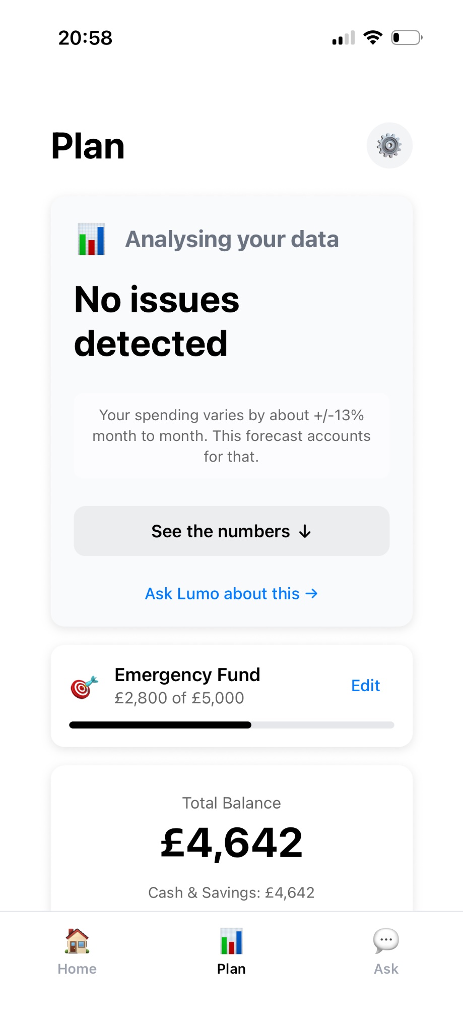 Lumo Plan Screen